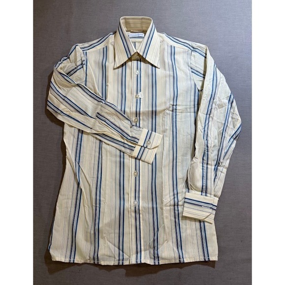 Vintage Daniel Schragen West Germany Striped Dress Shirt Whitehouse Hardy M 15.5